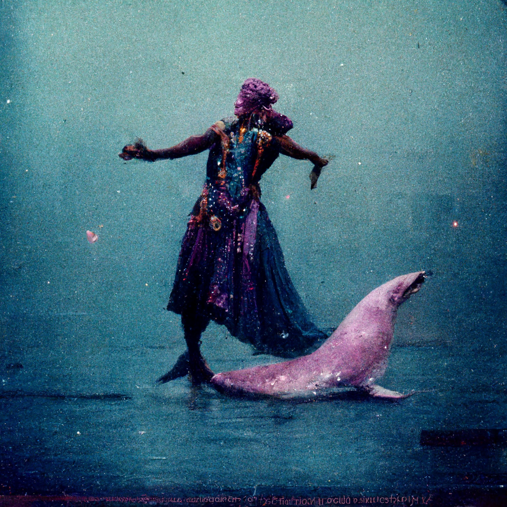 Marine Mammal Apprentice Marsha P. Johnson Dancing And Singing In A Cabaret At The End of The World _ AI-Generated Image